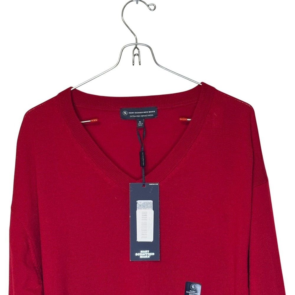 Hart Schaffner Marx Men's Sweater Extra Fine Merino Wool Briella Yarn V-Neck XL - Picture 2 of 12